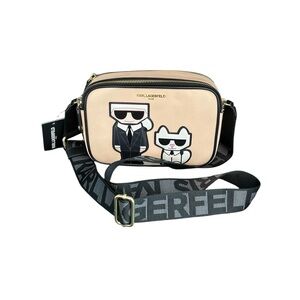 Karl Lagerfeld Black and Cream (Fawn) Crossbody Bag featuring Choupette